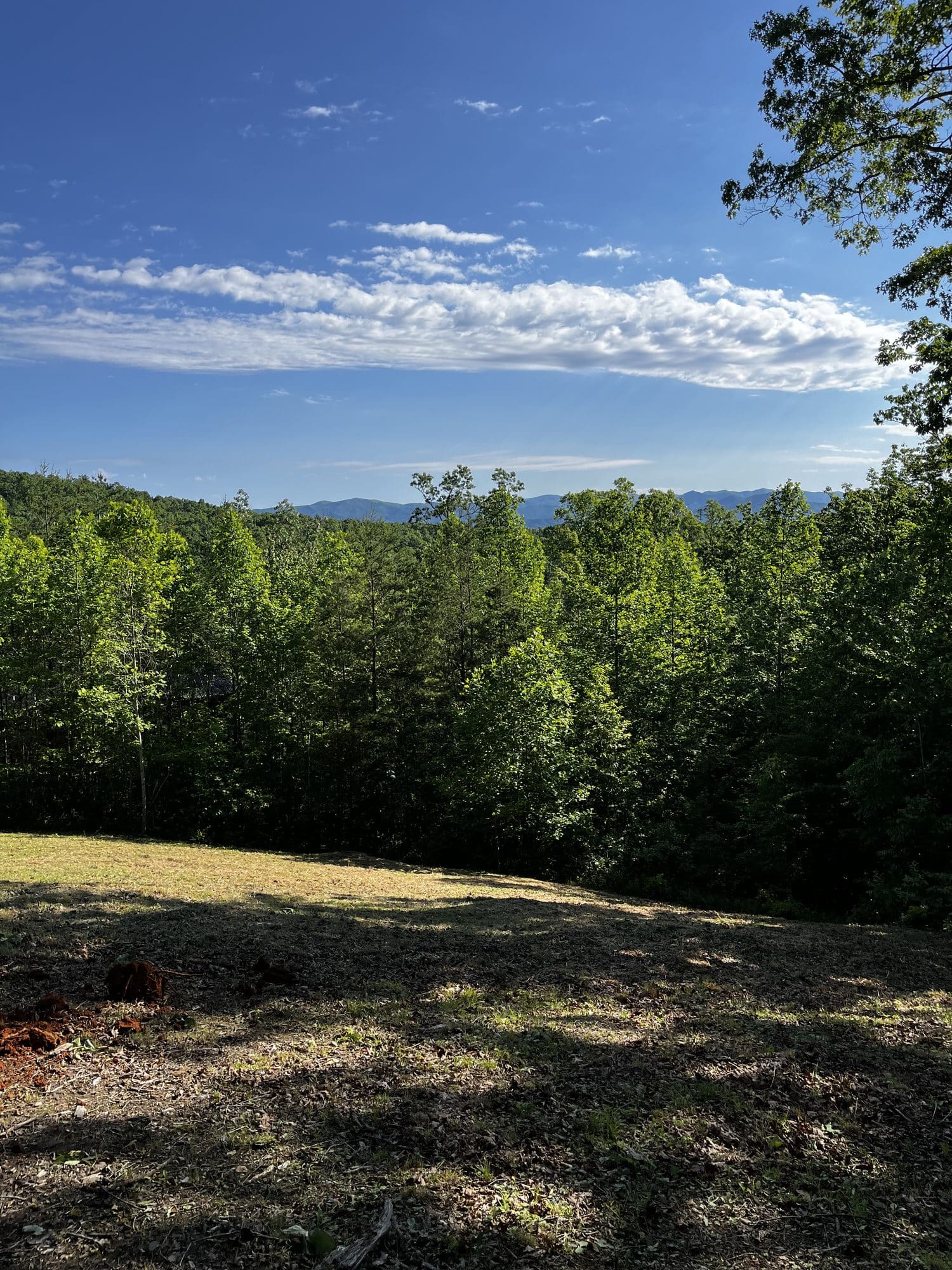 Long mountain ridge view from a cleared lot